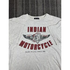 Indian Motorcycles Shirt Mens 2XL Heather Gray Spell‎ Out Vtg 90s Single Stitch
